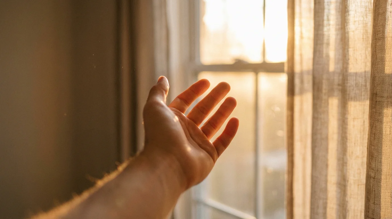 Mano extendida ofreciendo ayuda con luz cálida de fondo