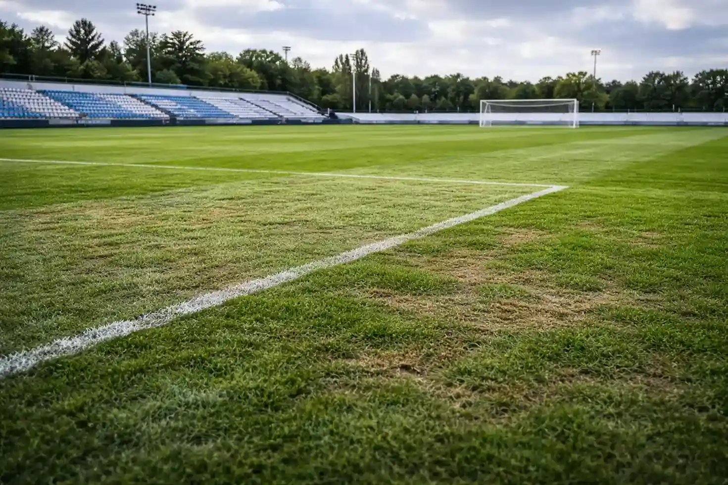 Campo de fútbol con césped natural bajo diferentes condiciones