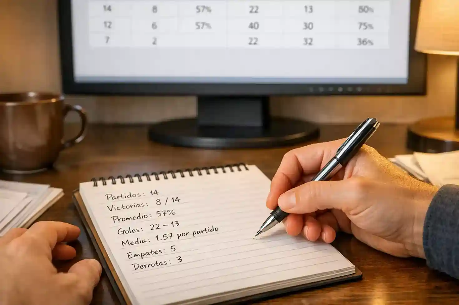 Persona analizando cuotas decimales en una pantalla de ordenador con notas manuscritas